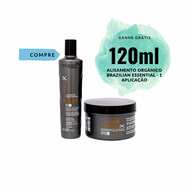 TRIPLO X HOME CARE + BRINDE 120 ML BRAZILIAN ESSENTIAL | RECONSTRUÇÃO, HIDRATAÇÃO, BRILHO E MACIEZ - Soupleliss Professional